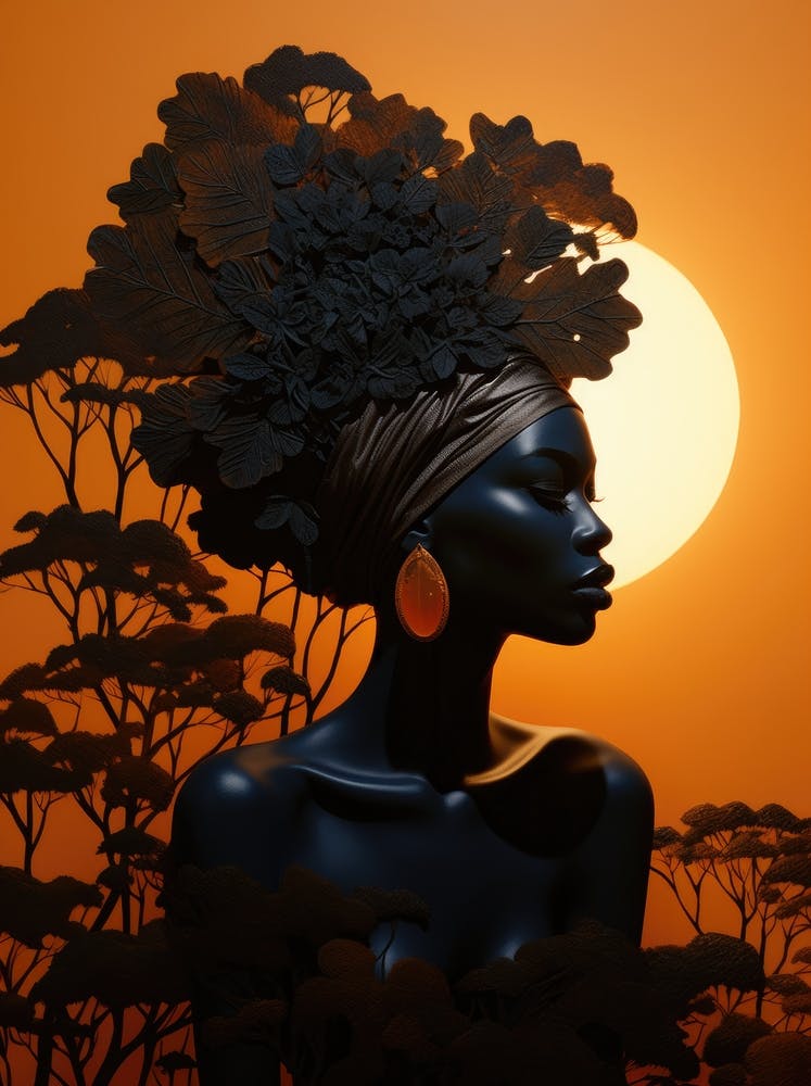 African Woman In The Sunset