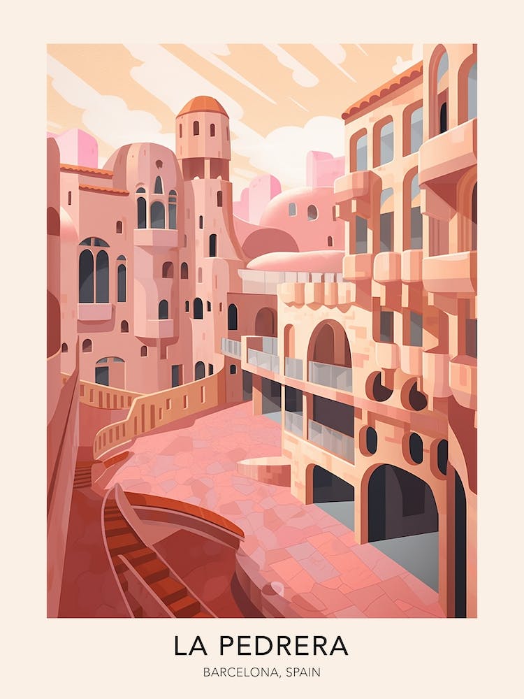 La Pedrera Barcelona Spain Travel Poster