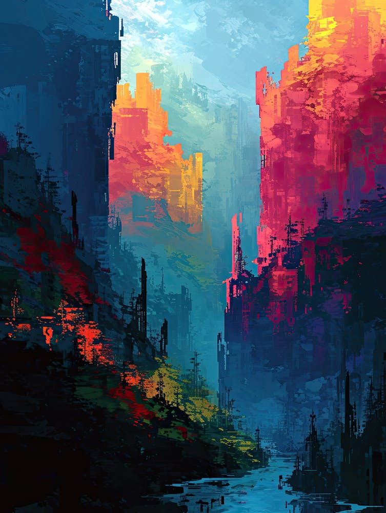 Abstract Landscape Painting | Pixel Art Series