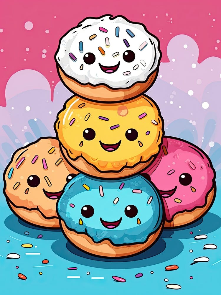 Super Happy Cute Donuts Friends