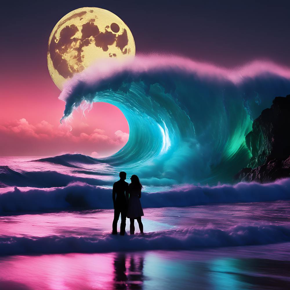 Couple On The Beach At Night