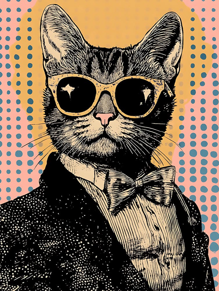 Super Cool Cat Illustration Pop 12