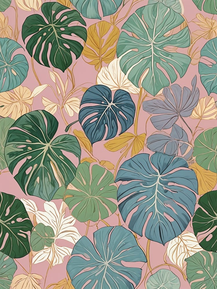 Pastel Abstract Monstera Delicious Monster Cheese Plant