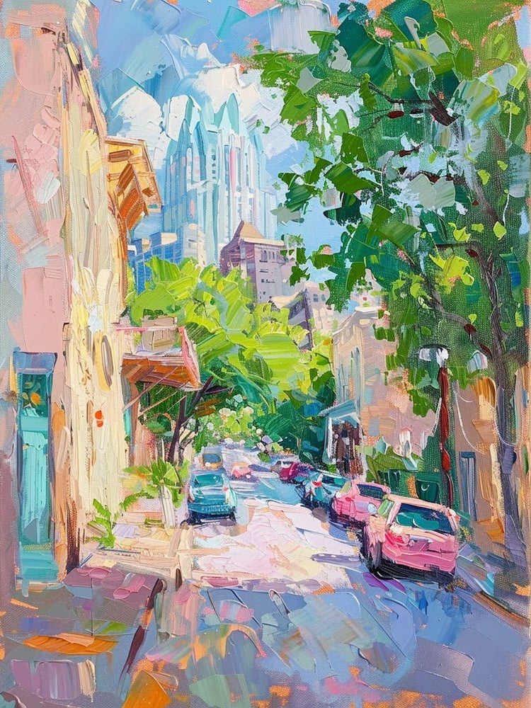 Rainey Street Historic District Austin Texas Oil Painting 1