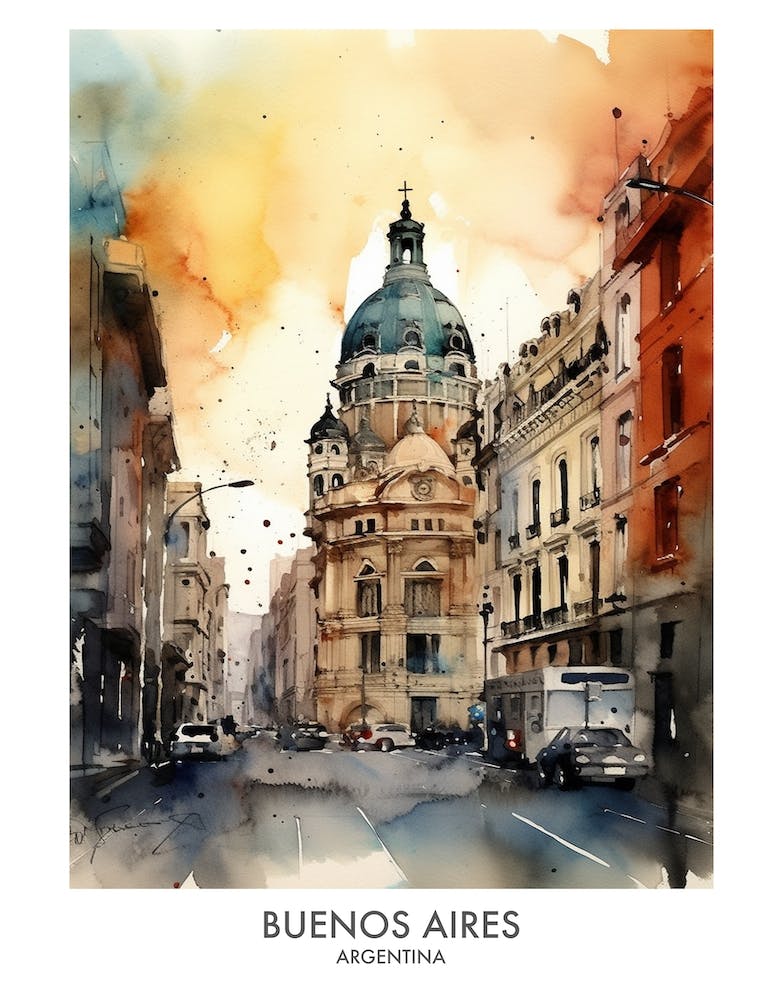 Buenos Aires Argentinien Aquarell-Reiseposter 1