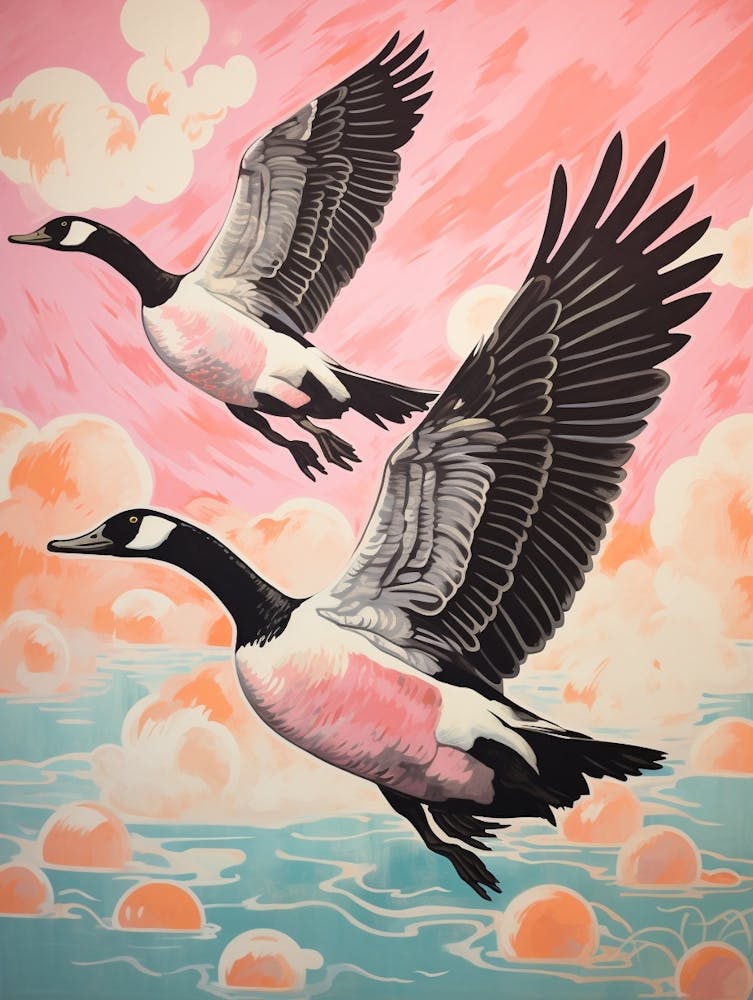 D'inspiration japonaise vintage Impression d'oiseau Bernache du Canada 2