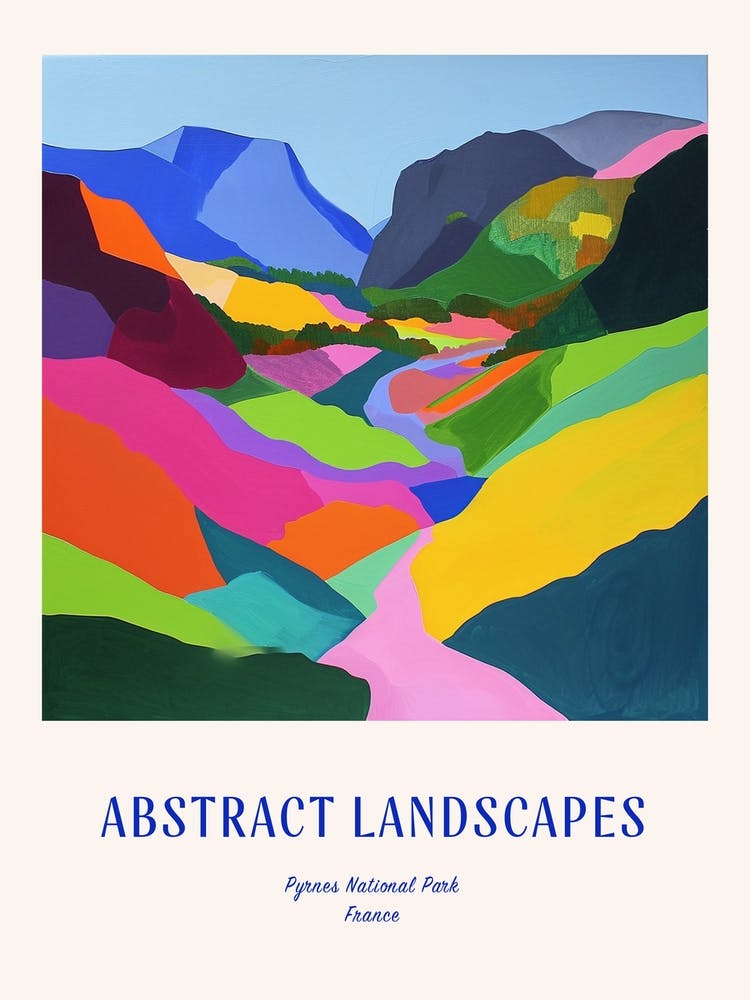 Colourful Abstract Pyrnes National Park France 2 Poster Blue