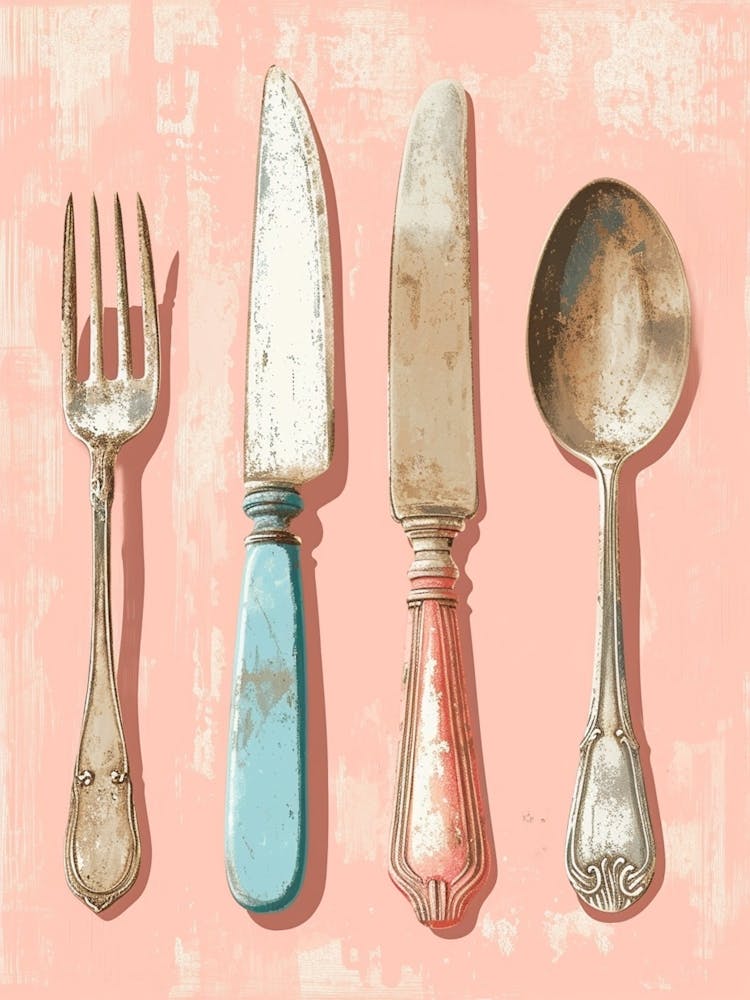 Kitsch Knife Fork Spoon Brushstrokes 4