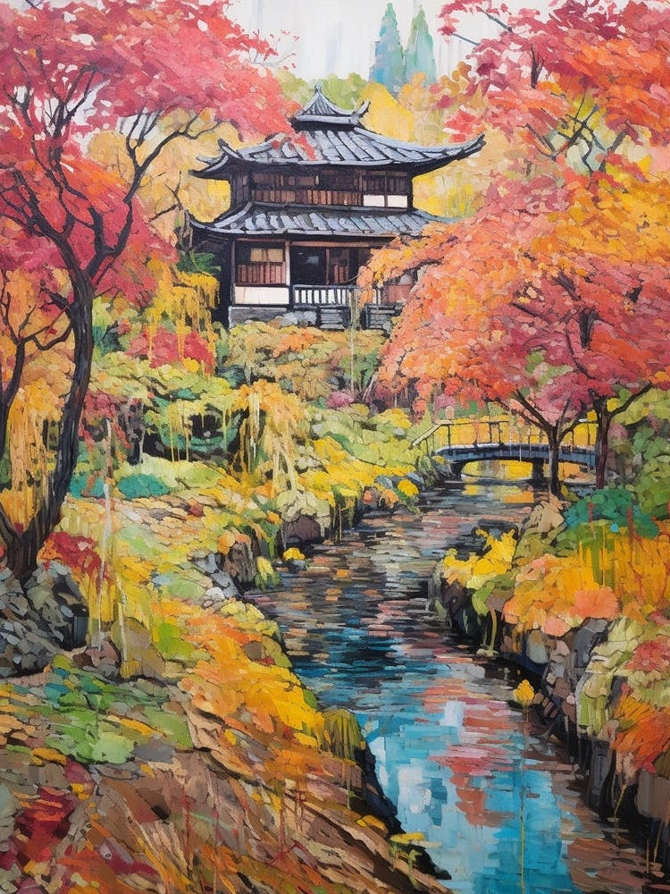 Autumn Gardens Painting Ryoan Ji Garden Japan