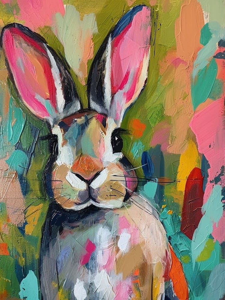 Kitsch Rabbit Brushstrokes 3