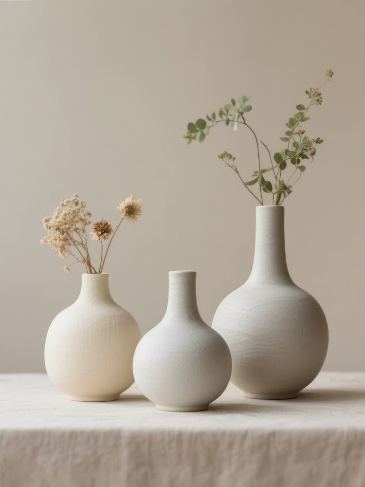 Three White Vases 1