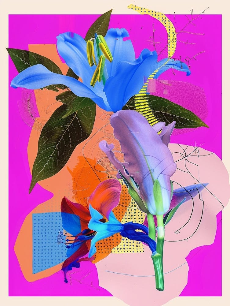 Bluebell 2 Neon Flower Collage
