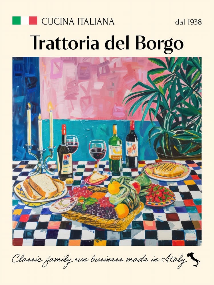 Trattoria Del Borgo Trattoria Italian Poster Food Kitchen