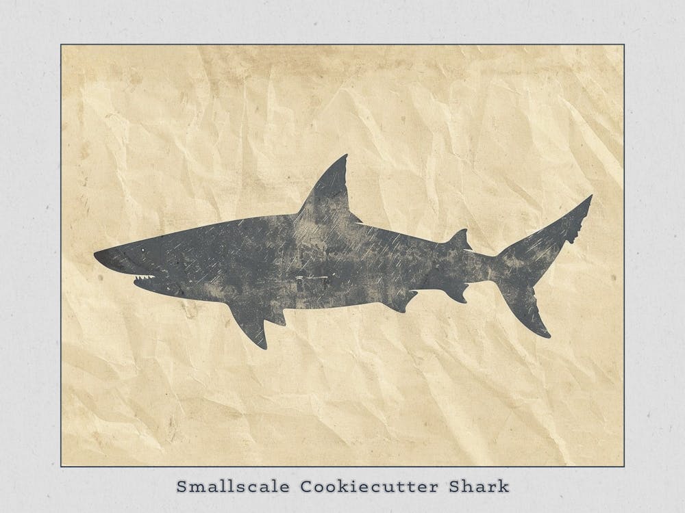 Smallscale Cookiecutter Shark Silhouette 3 Poster