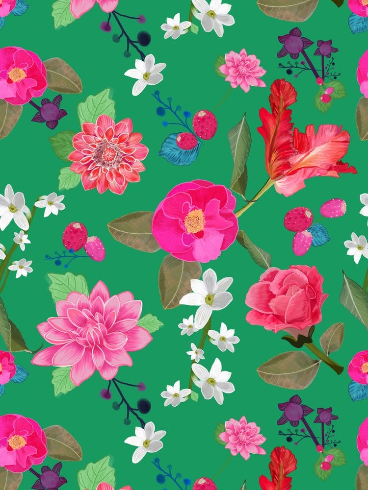 Summer Flowers Green