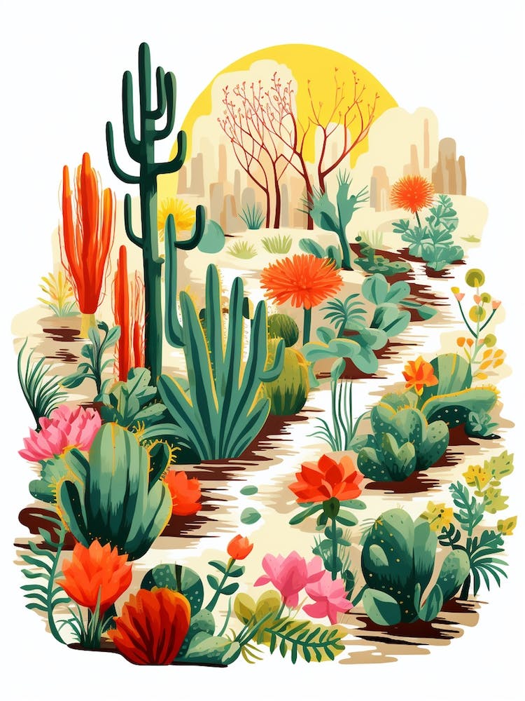 Wüsten-Botanischer Garten USA Moderne Illustration 1