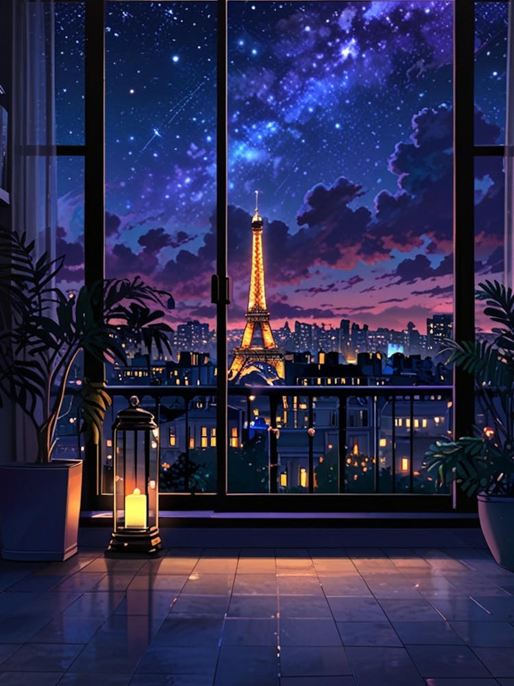 Ciel Nocturne Eiffel Esthétique Anime