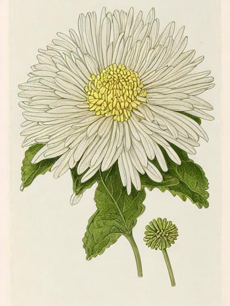 Chrysanthemums Vintage Botanical Flower