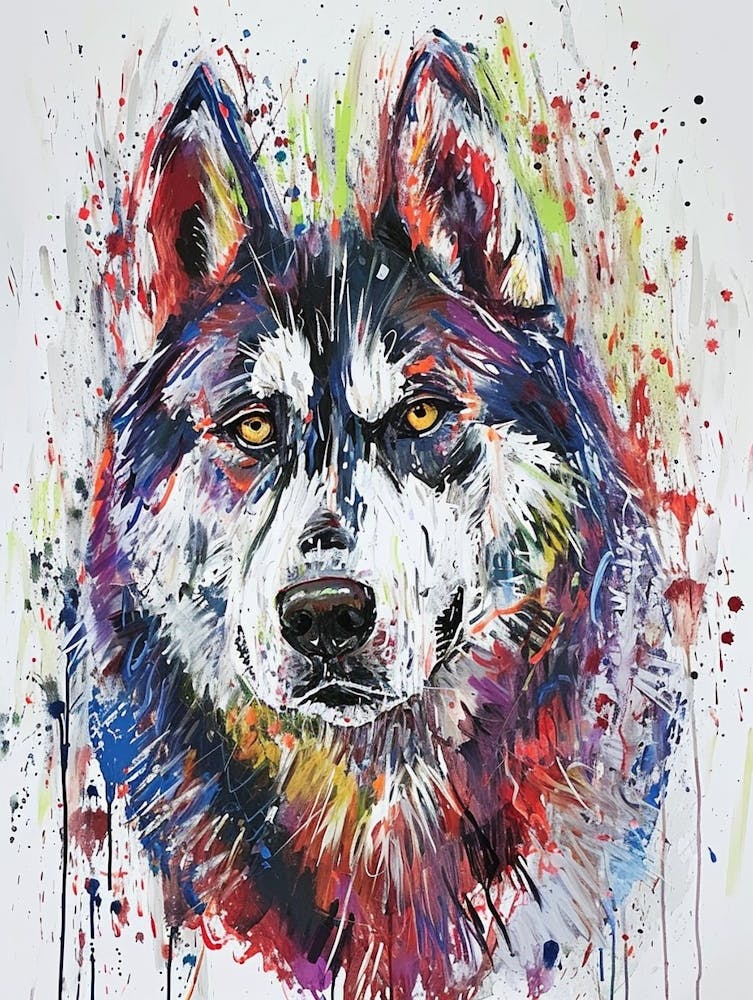 Siberian Husky Acrylic Painting 8