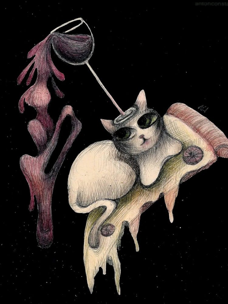 Cat With A Glass Of Wine