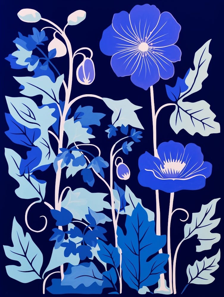 Blue Flower Illustration Canterbury Bells 1