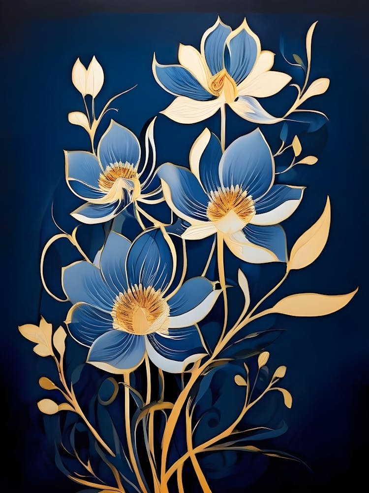 Blue Flowers On A Blue Background