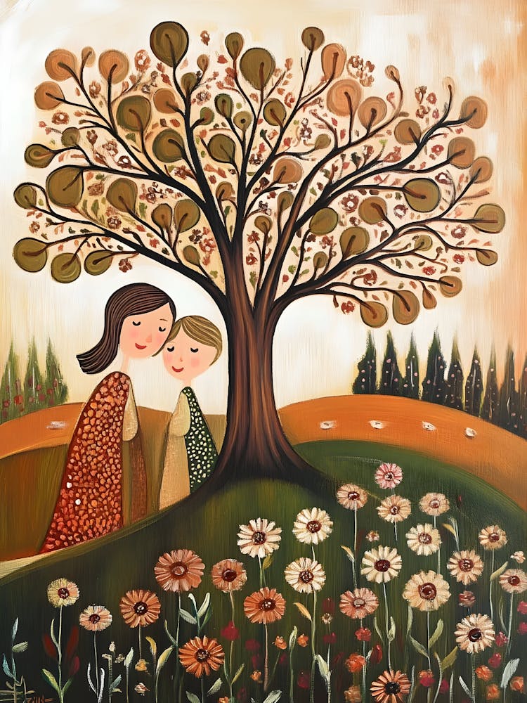 Mother And Child Under A Tree