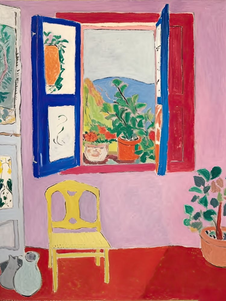 Open Window With A Yellow Chair