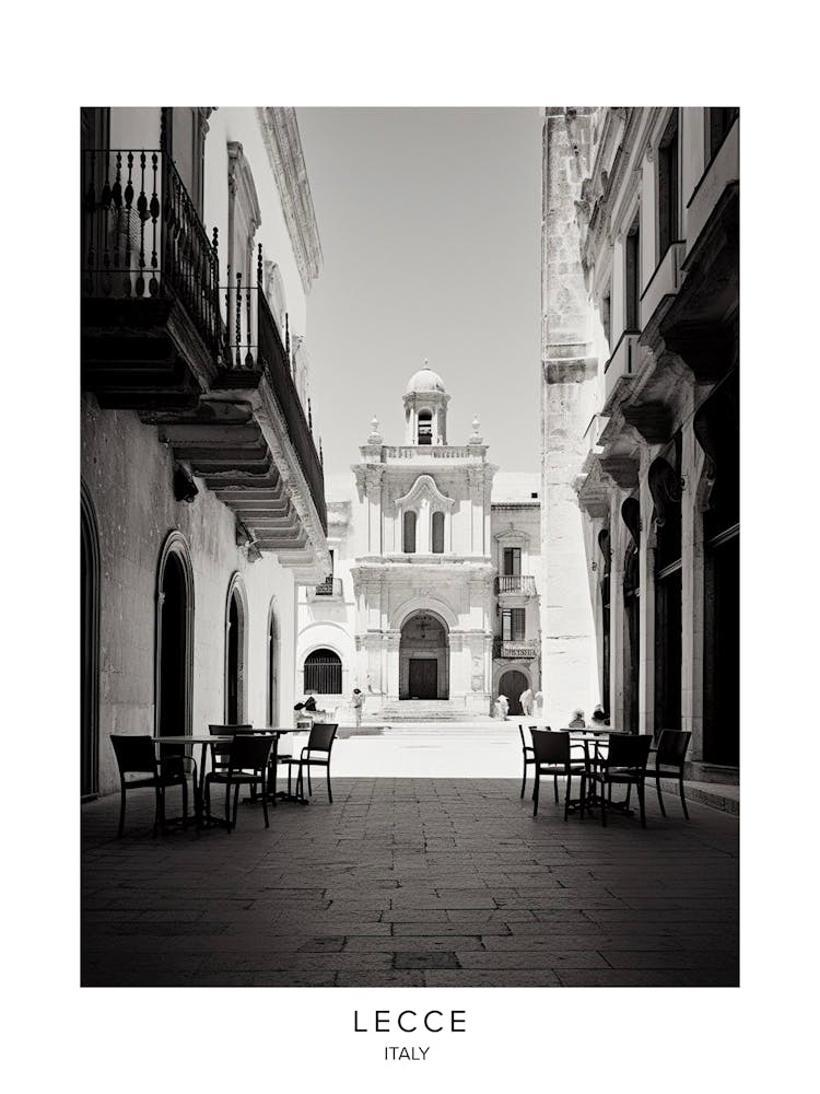 Poster Of Lecce, Italy, Black And White Analogue Photography 2