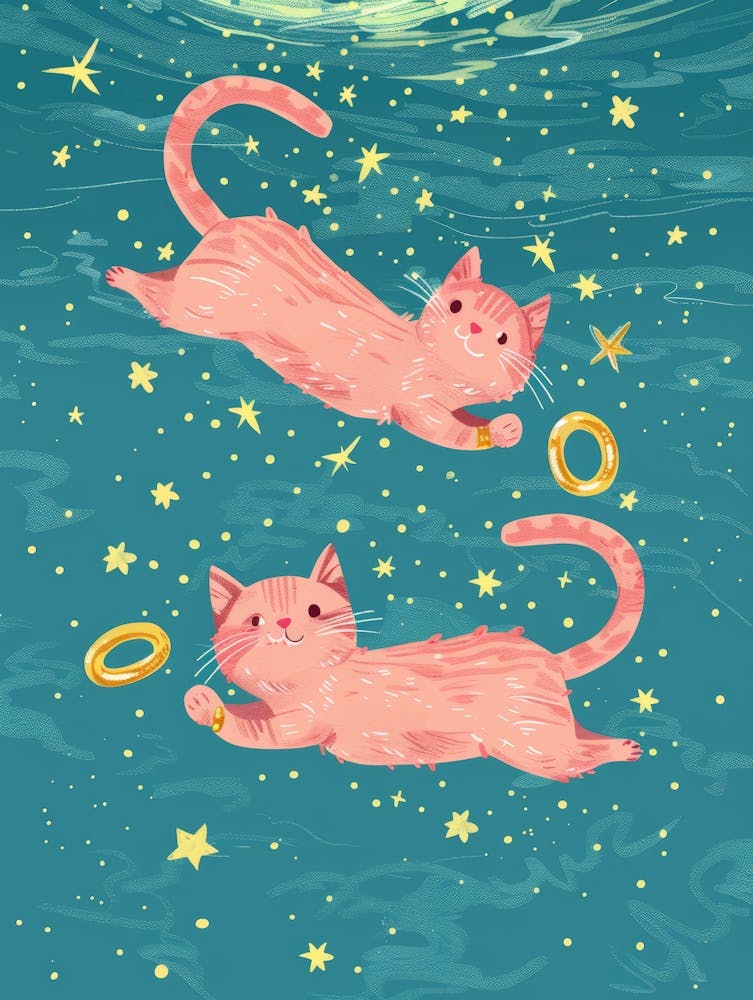 Deux Chats Dans L'Eau