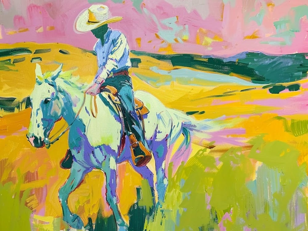 Neon Cowboy In Black Hills South Dakota 2 Painting