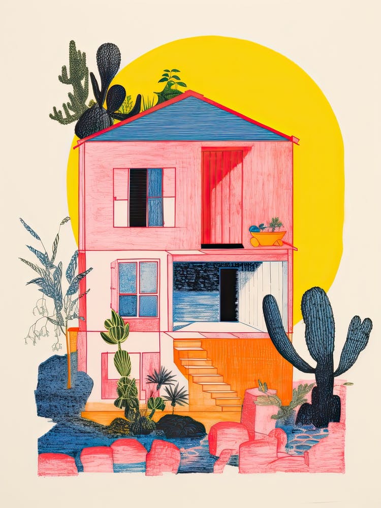 A House In Cape Town, Abstract Risograph Style 2