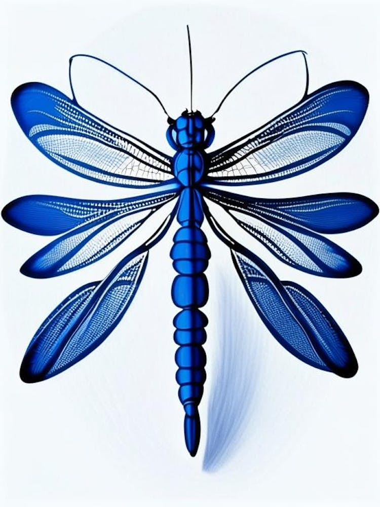 Dragonfly Symbol 1 Blue And White Line Drawing