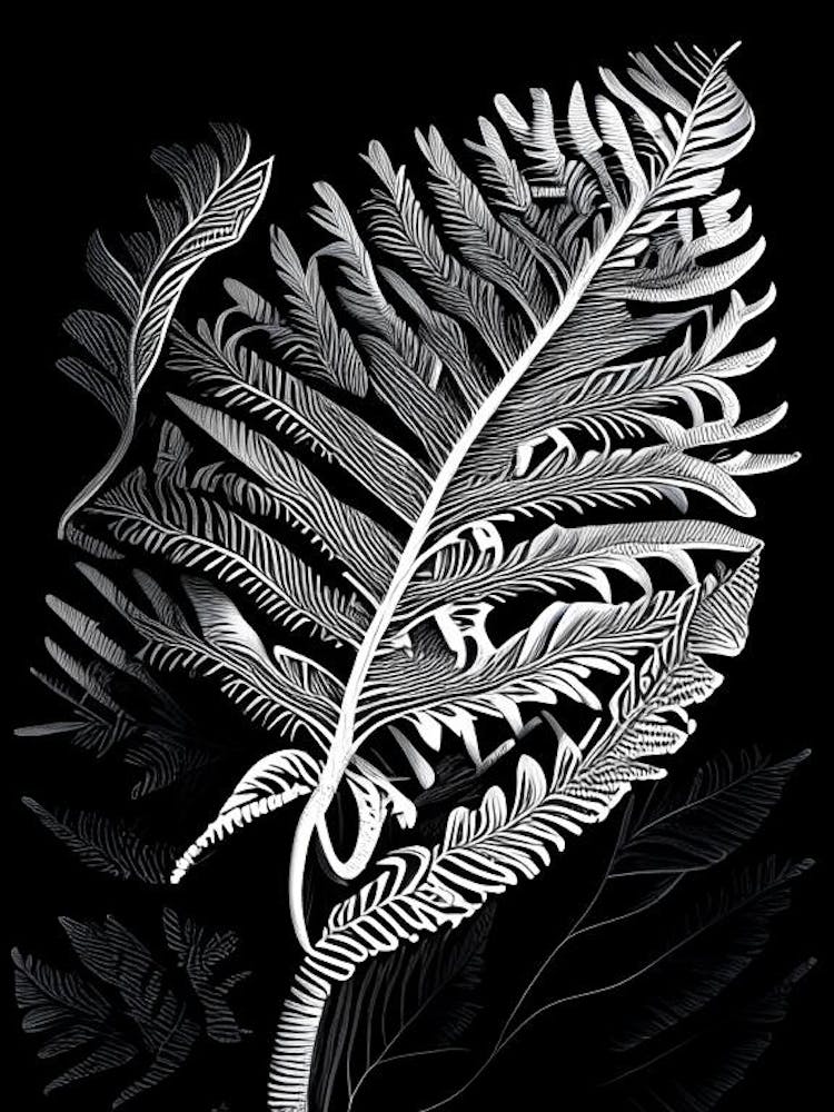 Ribbon Fern Linocut