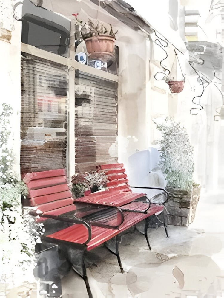 Watercolor Of A Cafe