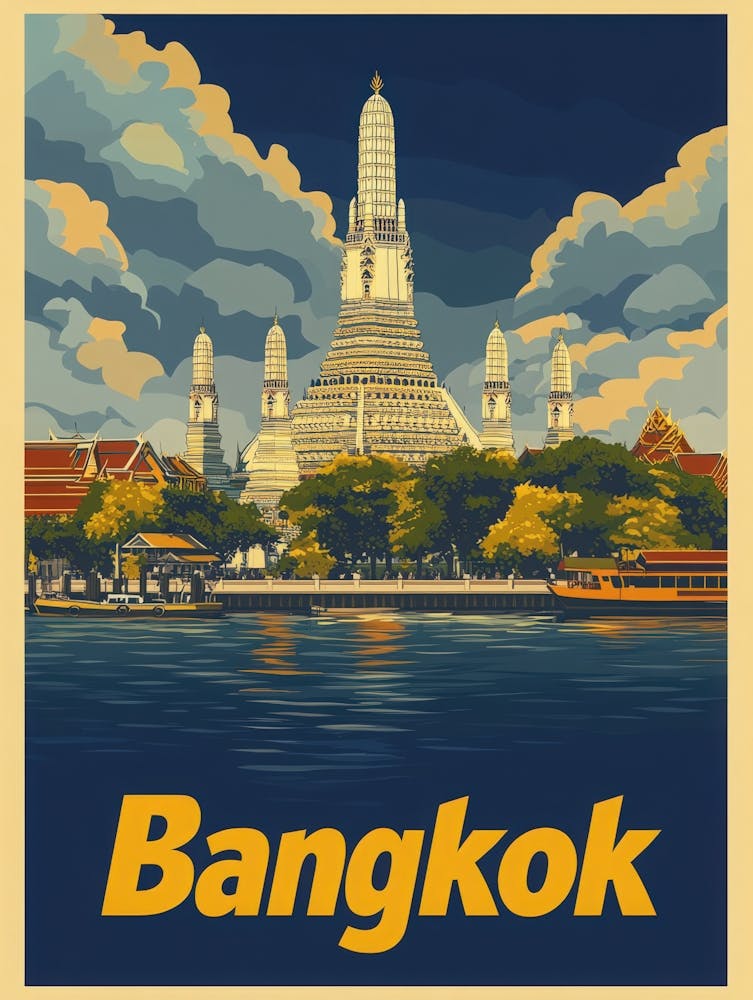 Aihrgdesign Ein Vintage-Reiseposter von Bangkok mit dem 2