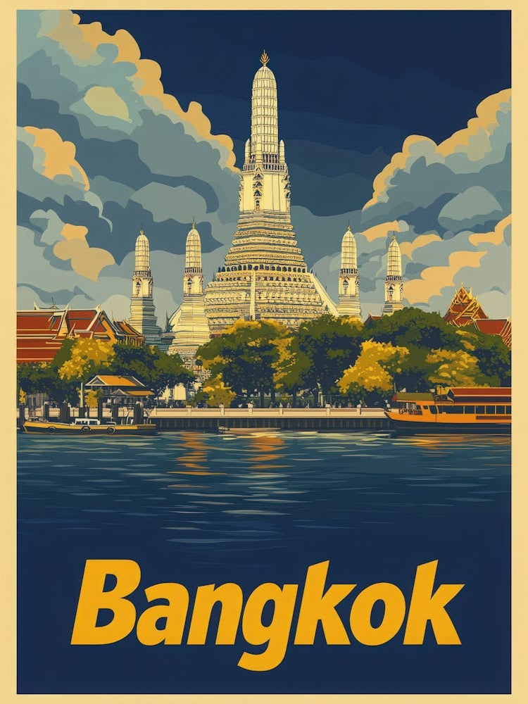 Aihrgdesign A Vintage Travel Poster Of Bangkok Featuring The 2