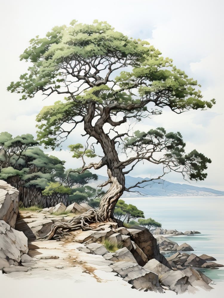 Ishigaki Island In Okinawa, Japanese Brush Painting, Ukiyo E, Minimal 2