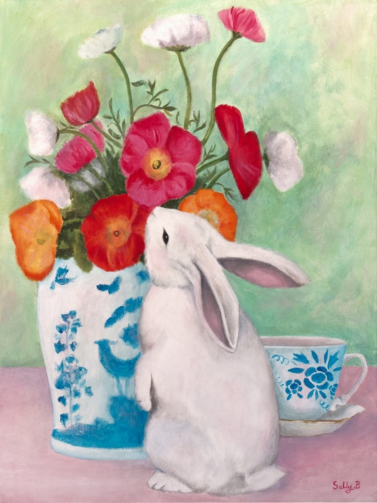 Chinoiserie Rabbit And Anemones