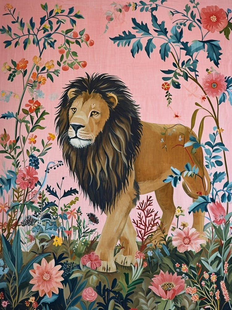 Floral Animal Painting Lion 3