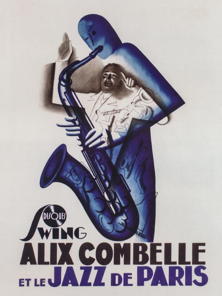 Jazz De Paris, Saxophone Player, Vintage Music Poster
