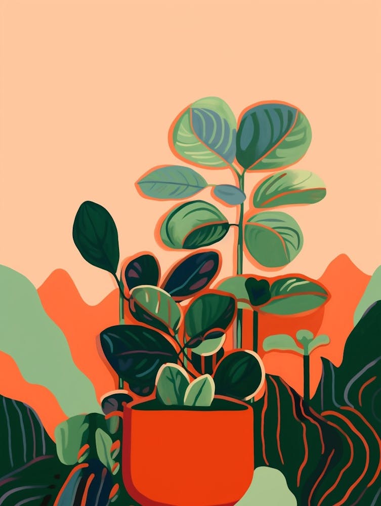 Boho Plant Painting Peperomia Plant 1