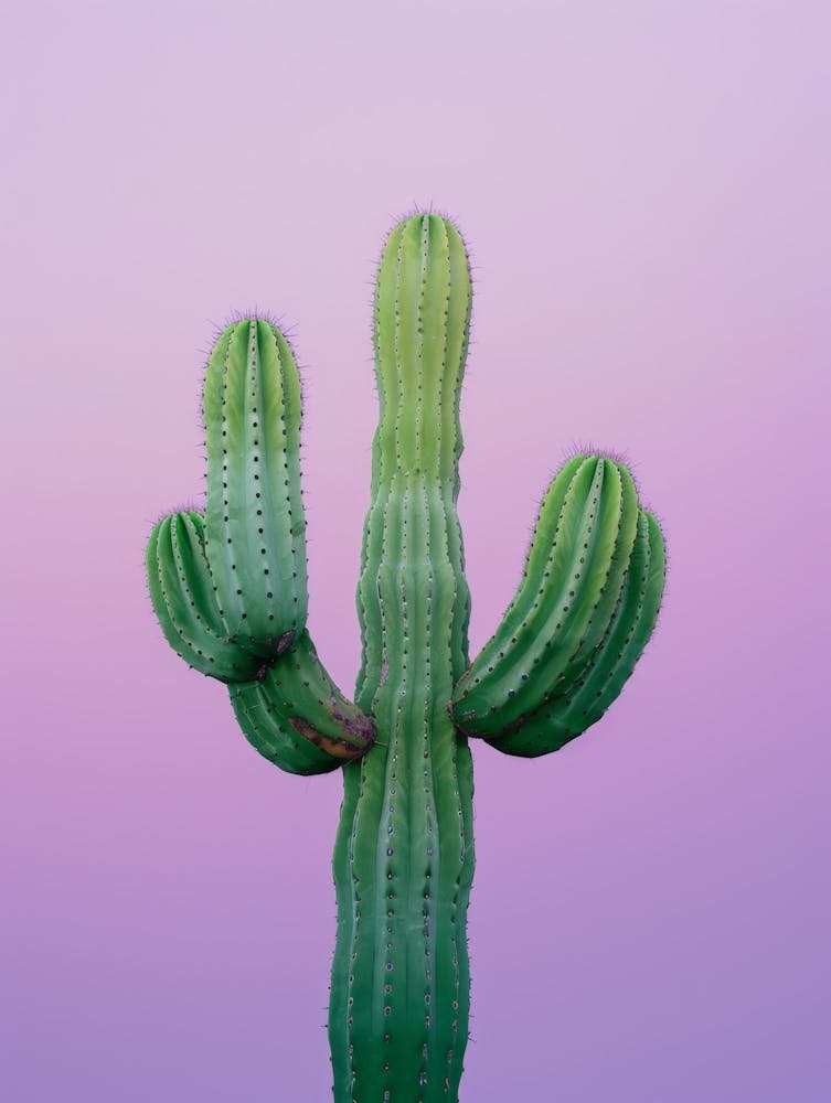 Cactus On A Purple Background