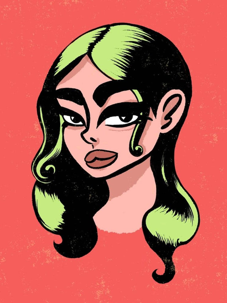 Cartoon Girl With Green Hair