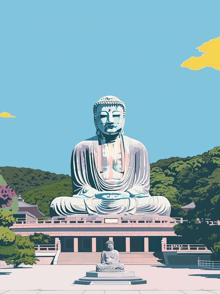 Great Buddha Of Kamakura 2 Colourful Illustration