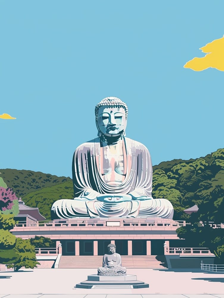 Great Buddha Of Kamakura 2 Colourful Illustration