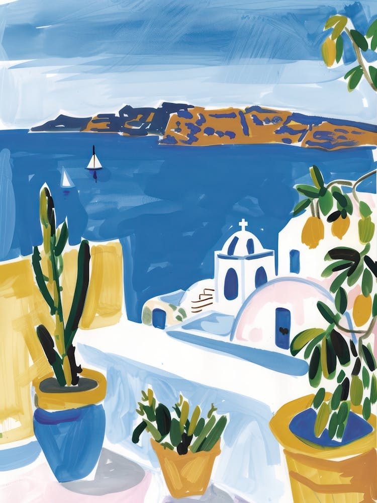 Travel Poster Happy Places Santorini 2