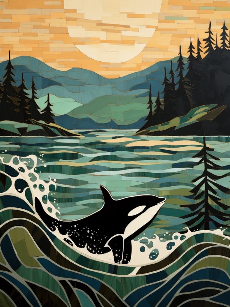 Matisse Style Killer Whale With Woodland Coast 2