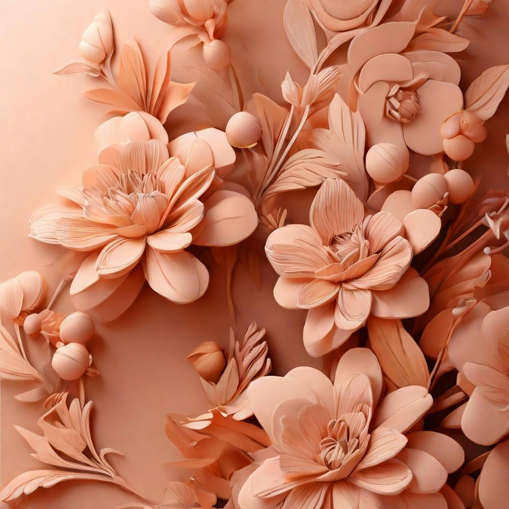 Floral Background In Color Of The Year 2024 Peach Fuzz