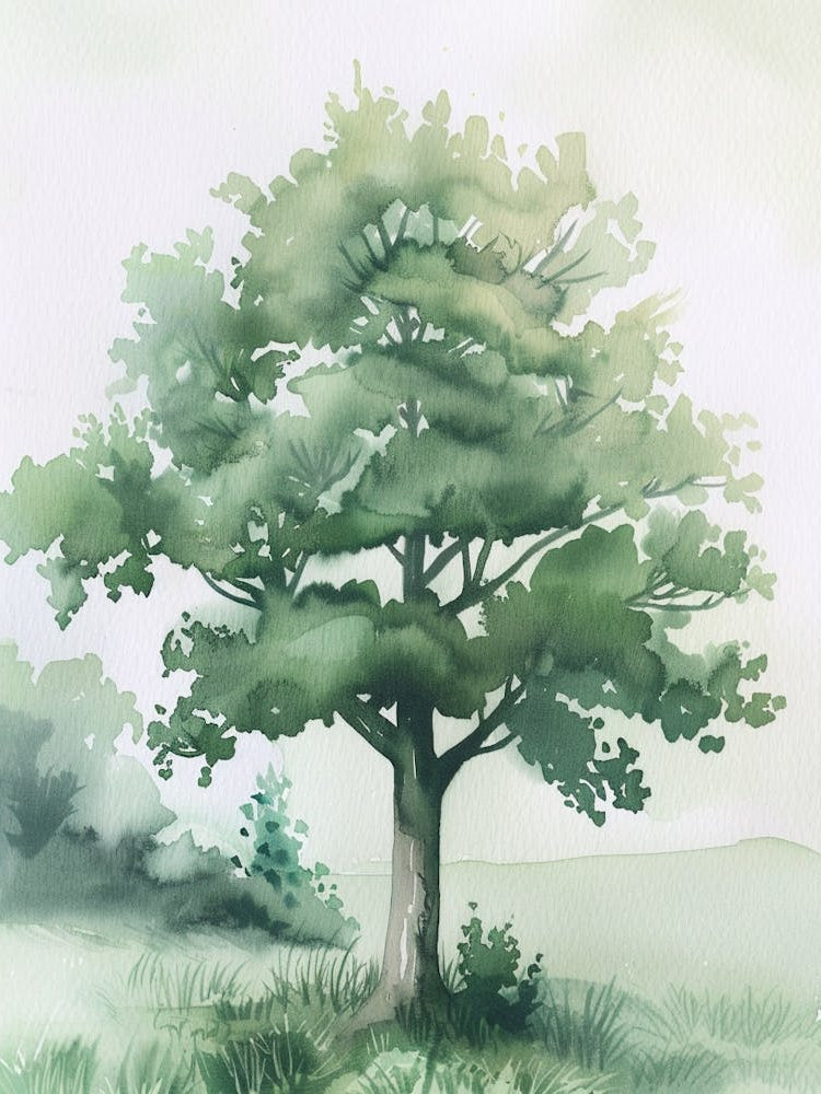 Alder Tree Atmospheric Watercolour Painting 4